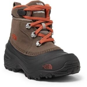 NORTH FACE Chilkat Lace II Winter Boots Brown Sierra Orange Youth Boys 1